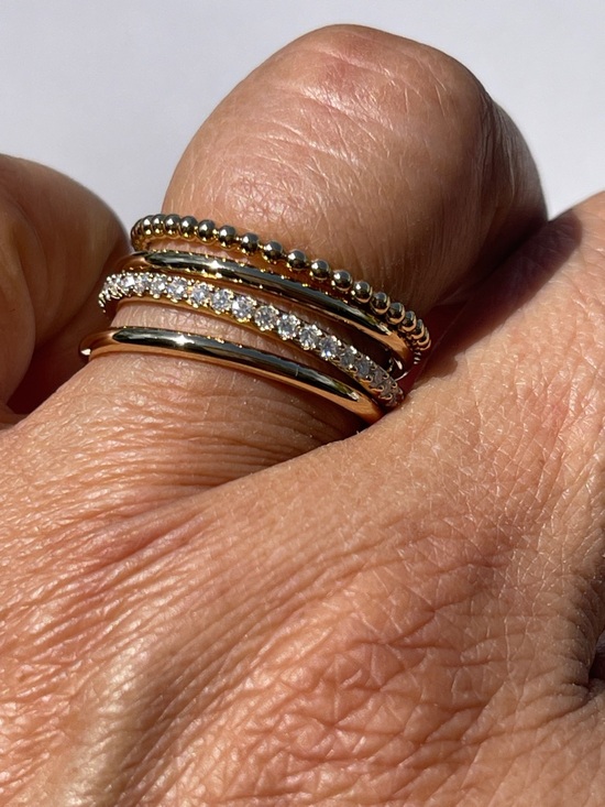 Gold Plated 925 Silver Stacked MOISSANITE Band Set  SZ 9 - Picture 3 of 5